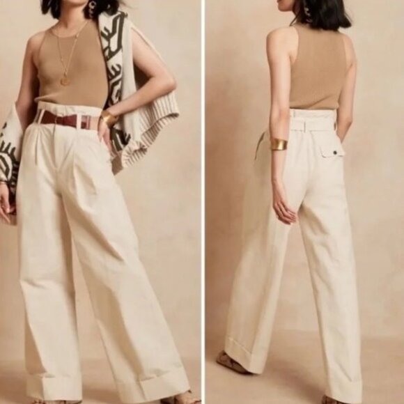 EUC Banana Republic High-Waisted Paper Bag Wide Leg Pant - Picture 1 of 8